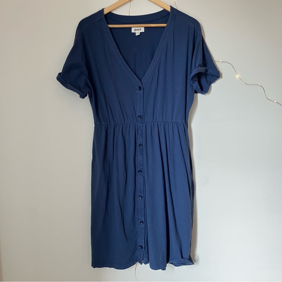 Pact French Navy The Portside Button-Front Dress | L - Picture 2 of 7